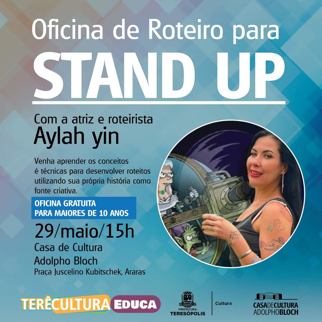 Read more about the article Atriz e bailarina Aylah Yin realiza oficina gratuita de roteiro para stand up na Casa de Cultura de Teresópolis