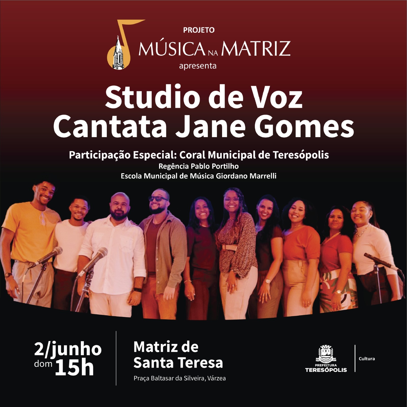 Você está visualizando atualmente Música na Matriz apresenta o Coral do Studio de Voz Cantata Jane Gomes