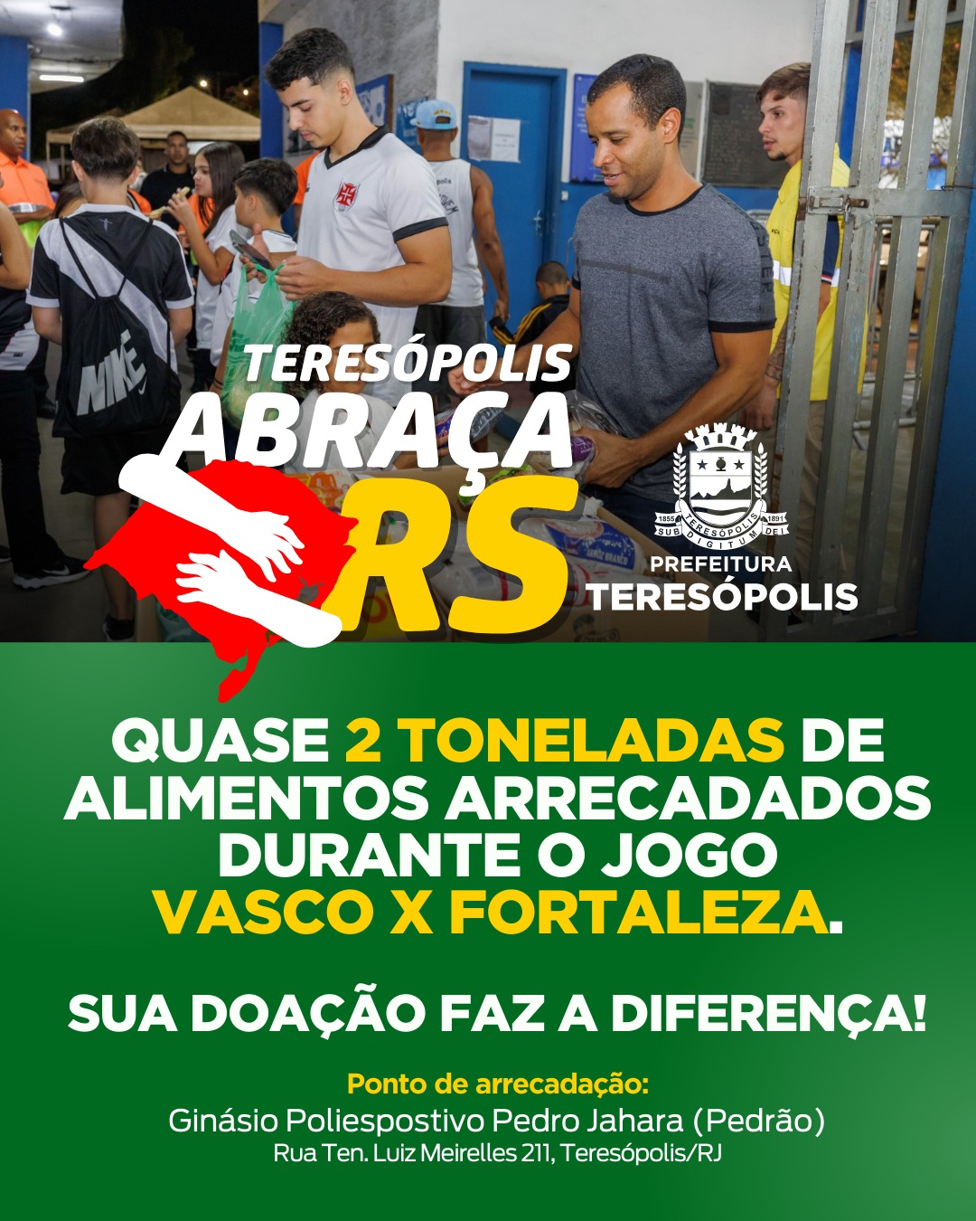 Você está visualizando atualmente Campanha “Teresópolis abraça RS” arrecada quase 2 toneladas de alimentos em apenas um único dia.
