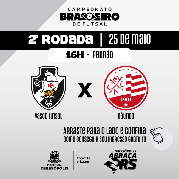 Leia mais sobre o artigo Campeonato Brasileiro de Futsal: Vasco da Gama enfrenta Náutico neste sábado, 25, no Pedrão