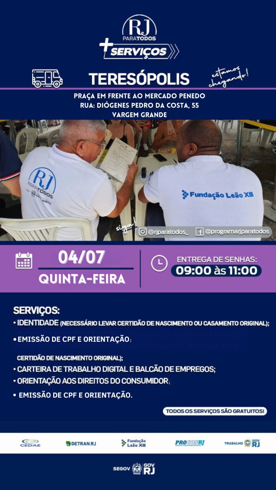 Você está visualizando atualmente Prefeitura de Teresópolis e Governo do Estado levam serviços gratuitos do ‘RJ para Todos’ para Vargem Grande
