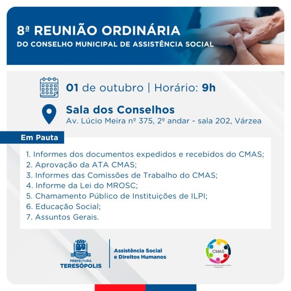 Leia mais sobre o artigo 8ª Reunião Ordinária do CMAS