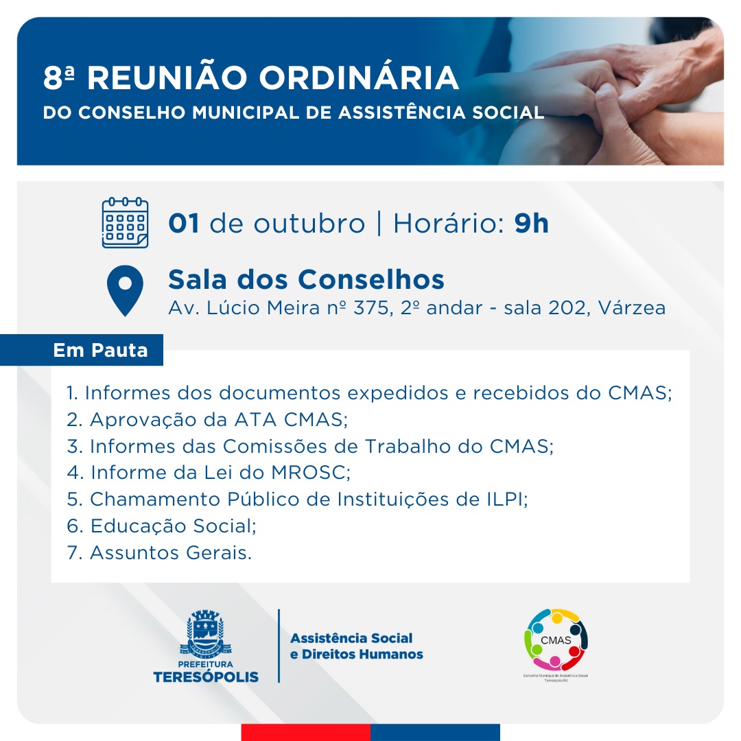 Leia mais sobre o artigo 8ª Reunião Ordinária do CMAS