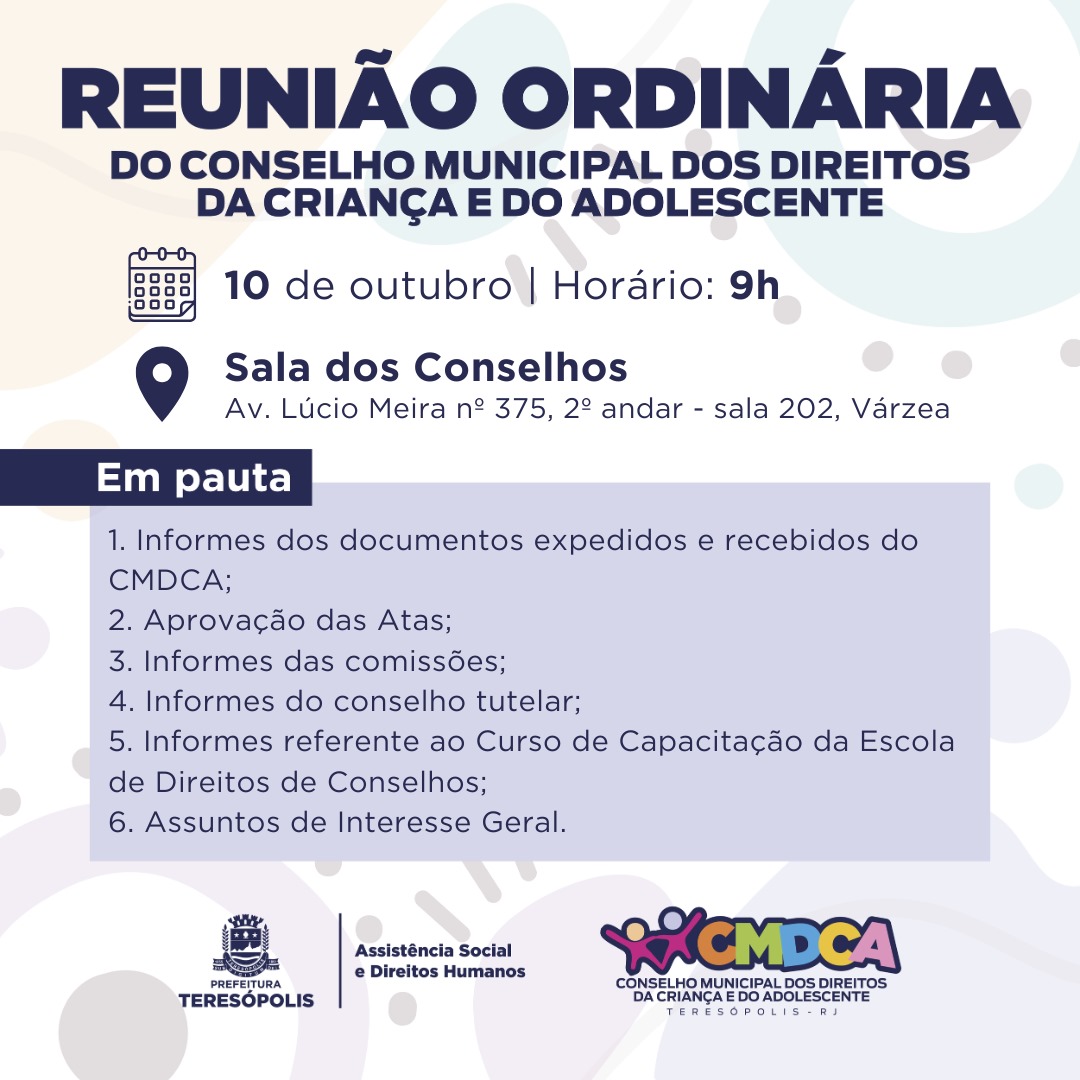 Você está visualizando atualmente Reunião Ordinária do CMDCA