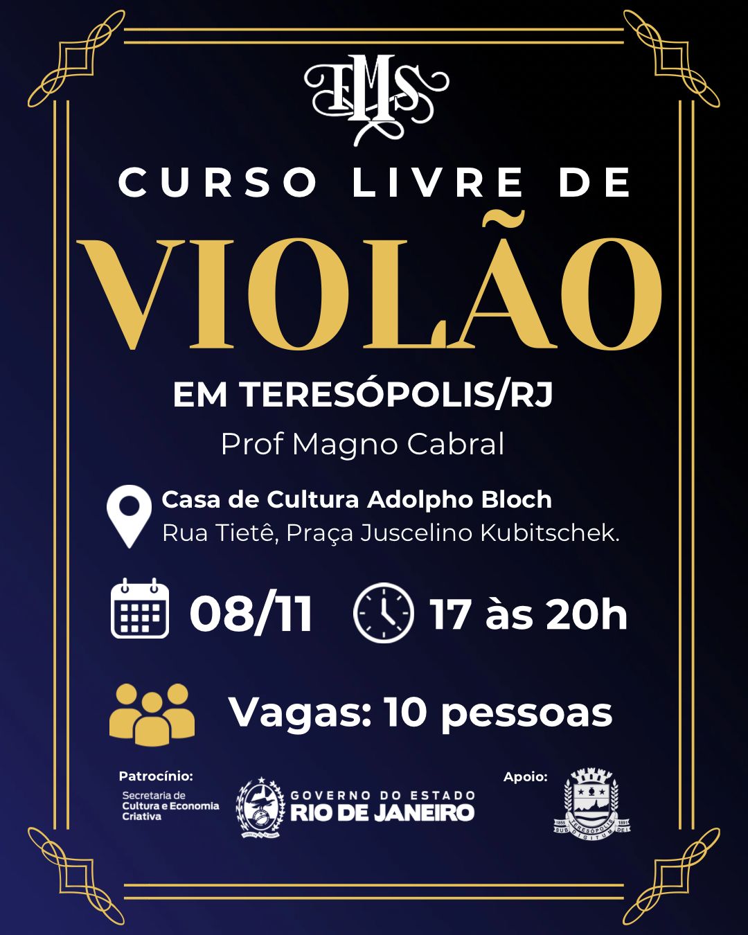 Leia mais sobre o artigo Casa de Cultura Adolpho Bloch em Teresópolis recebe curso livre de violão nesta sexta, 08/11