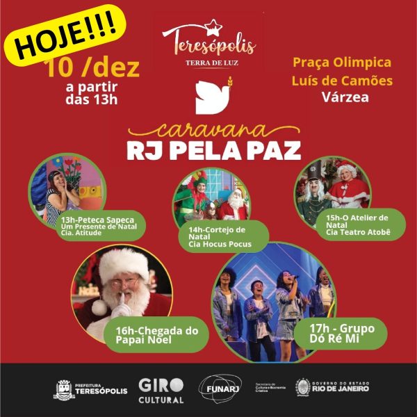 Leia mais sobre o artigo Natal 2024: Caravana RJ pela Paz leva teatro, Papai Noel e show do Grupo Dó Ré Mi nesta terça, 10, à Praça Olímpica, em Teresópolis