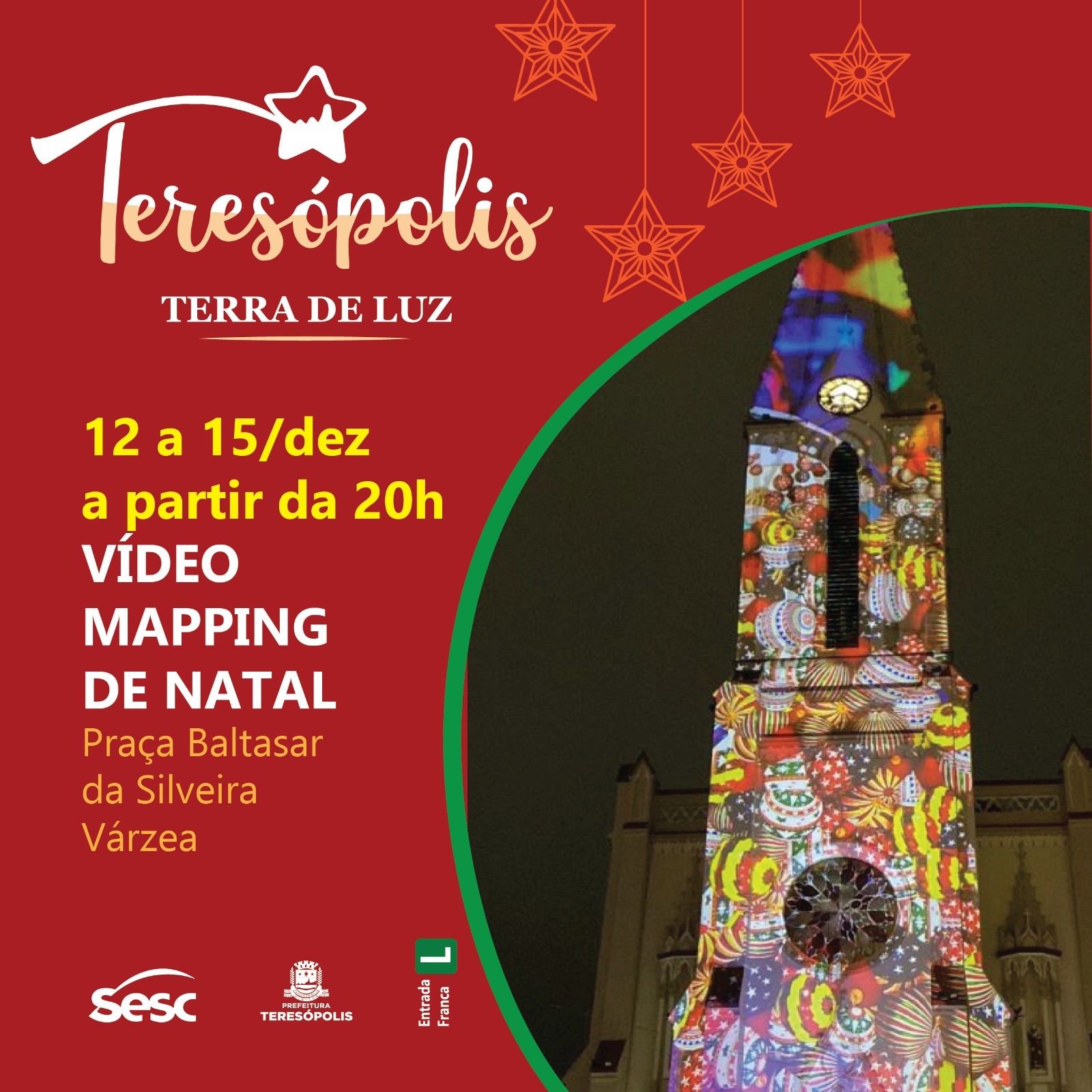 Leia mais sobre o artigo Natal 2024: Mapping na fachada da Matriz de Santa Teresa marca a programação em Teresópolis