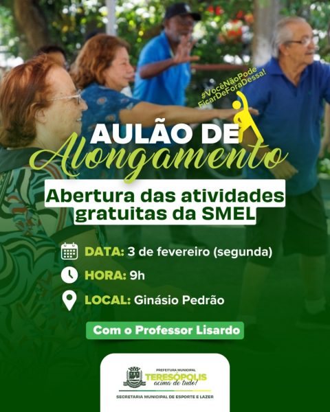 Leia mais sobre o artigo Prefeitura promove aulão de alongamento para marcar a abertura das atividades gratuitas oferecidas pela SMEL