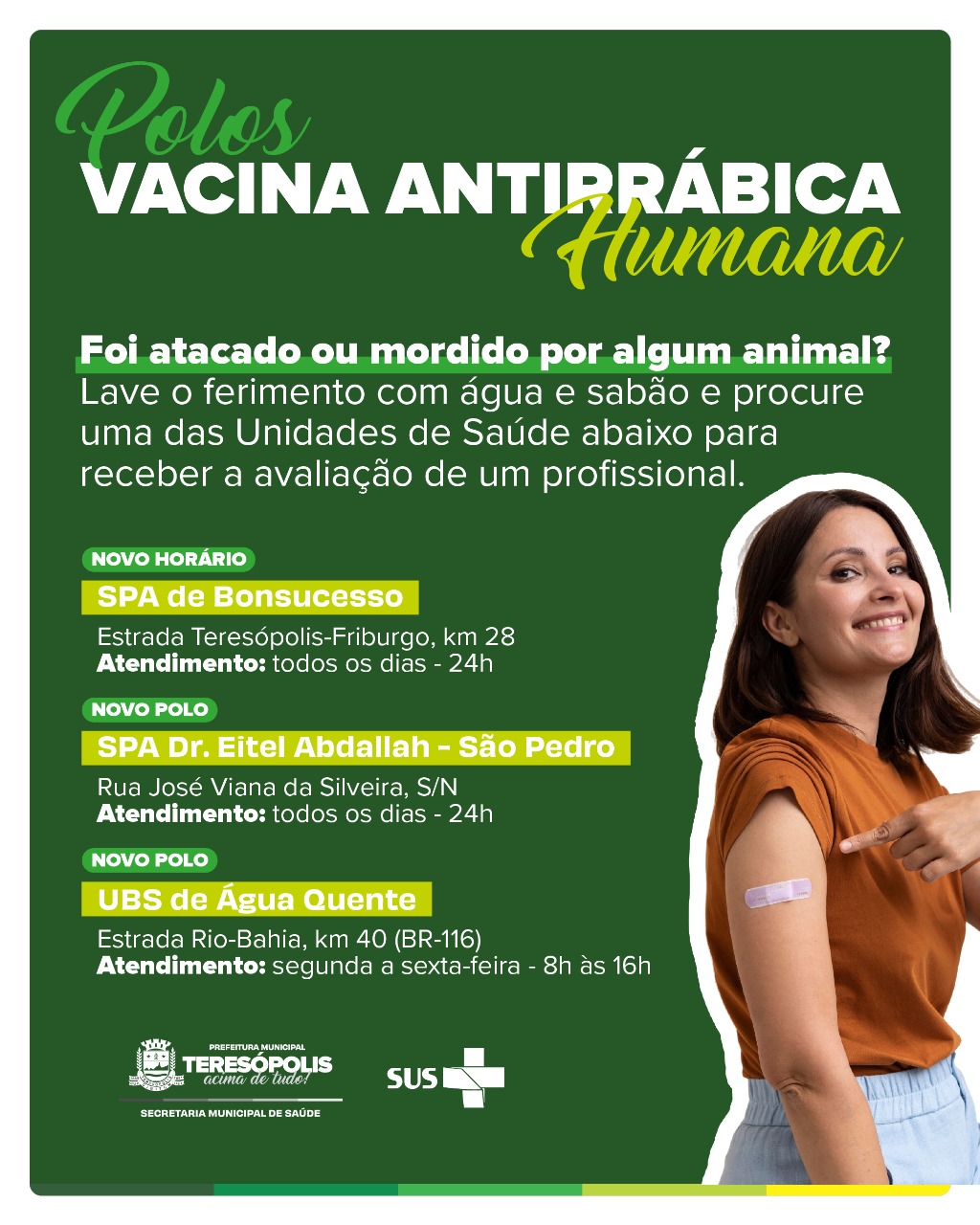 No momento, você está visualizando Teresópolis ganha dois novos pontos de vacinação de profilaxia antirrábica humana: Água Quente e São Pedro.