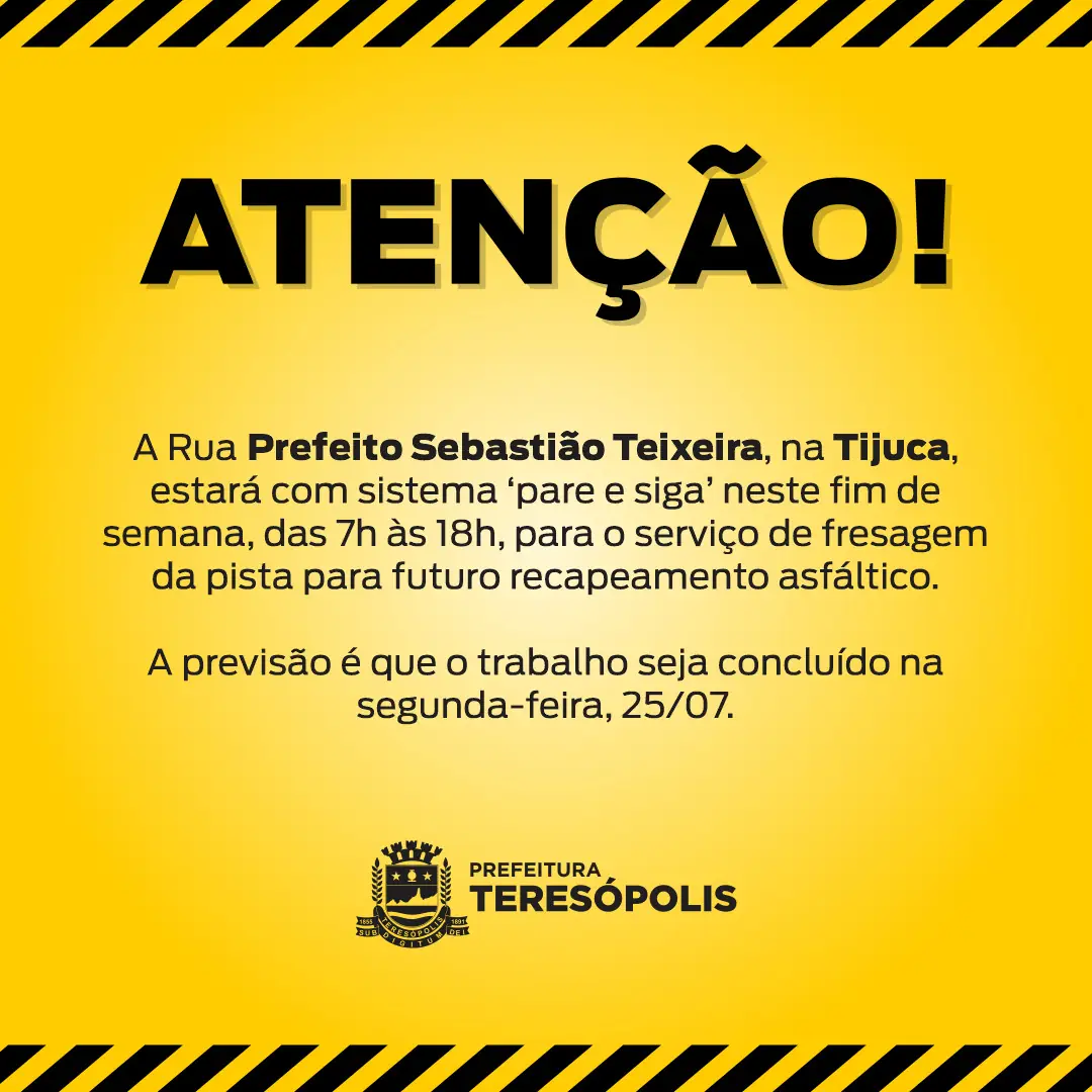 No momento, você está visualizando Asfalto Presente: Rua Prefeito Sebastião Teixeira tem sistema ‘pare e siga’ no fim de semana