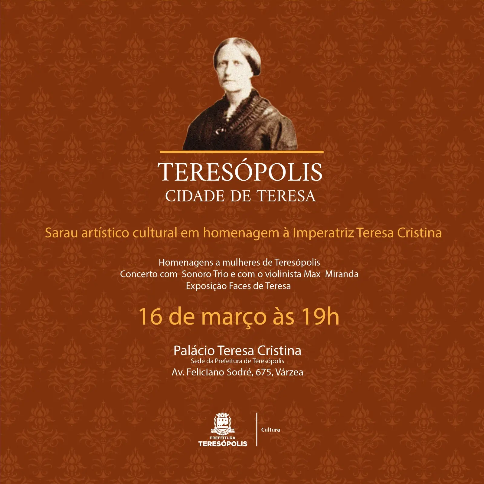 No momento, você está visualizando Sarau em homenagem à Imperatriz Teresa Cristina celebra as mulheres de Teresópolis