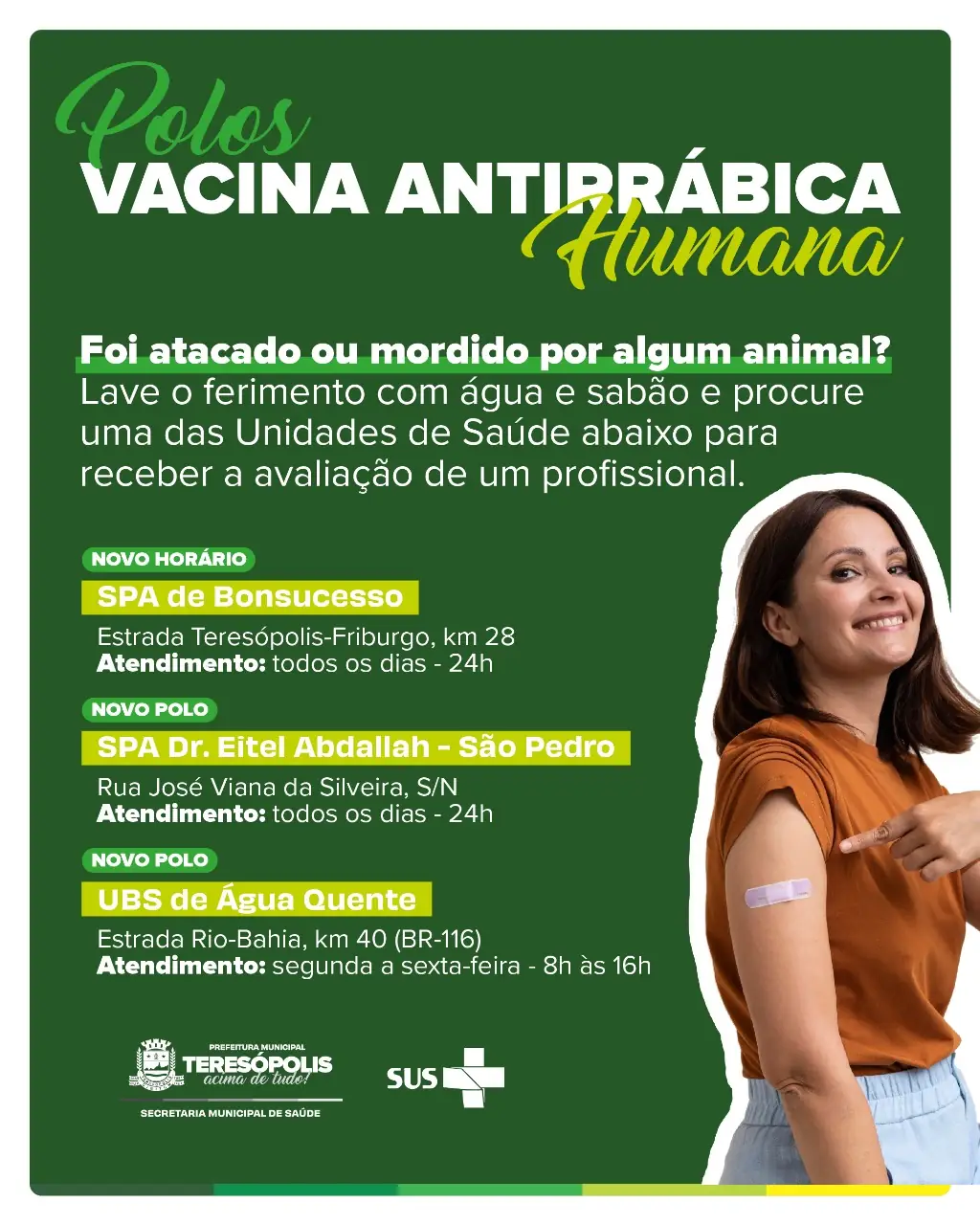 Leia mais sobre o artigo Teresópolis ganha dois novos pontos de vacinação de profilaxia antirrábica humana: Água Quente e São Pedro.